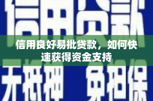 天长信用良好易批贷款，如何快速获得资金支持