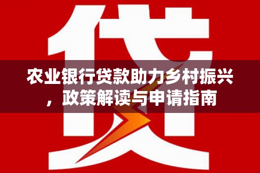天长农业银行贷款助力乡村振兴，政策解读与申请指南